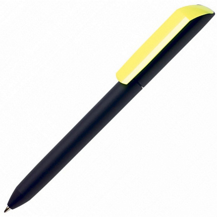 Ручка шарик/автомат "Flow Pure GOM KF" 1,0 мм, пласт., матов., черный/неоновый оранжевый, стерж. синий