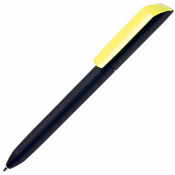 Ручка шарик/автомат "Flow Pure GOM KF" 1,0 мм, пласт., матов., черный/неоновый желтый, стерж. синий