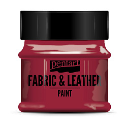 Краски д/текстиля "Pentart Fabric & Leather paint" красный, 50 мл, банка
