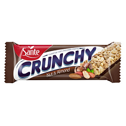 Батончик мюсли "Sante Crunchy" с лесным орехом и миндалем в шоколаде , 40 г