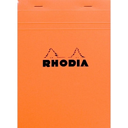 Блокнот А5 148*210 мм, 80 л., в клетку "Rhodia" скоба сверху, обл. карт., оранжевый