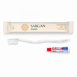Набор зубной Sargan (щетка 18см + паста 6г), флоу-пак 