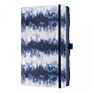 Блокнот А5 130*210 мм., 120 л., тонир., лин. "Shibori Rings" обл. искусств. матер., на резинке, синий/белый, срез синий