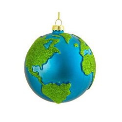 Украшение новогоднее "Планета Земля" 10*10,5*10 см, стекл., упак., синий/зеленый