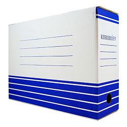 Коробка архивная 100 мм "Koroboff" белый/синий