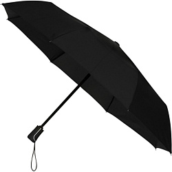 Зонт складной автомат. 95 см, ручка пласт. "LGF-420" ветрозащитный, 3-х секционный, в чехле, черный