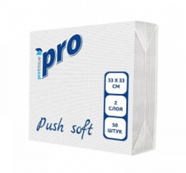 Салфетки бумажные PROtissue, 33х33см, 2 слоя, белый, Push Soft, 100 листов