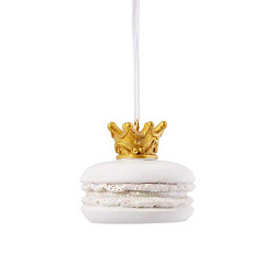 Украшение новогоднее "Белое пирожное с короной" 5*5*4,5 см, полирезин., белый