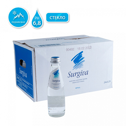 Вода питьевая "Surgiva" негазир., 1 л., 12 бут., стекл. бутылка