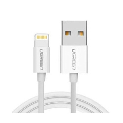 Кабель UGREEN US155-20730, USB-A 2.0 to Lightning, Apple MFI certified, 2,4A, силиконовый, 2m, White