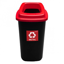 Урна д/раздельного сбора мусора 90л "Plafor Sort bin" пласт., черный/красный