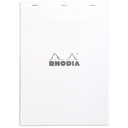 Блокнот А4 210*297 мм, 80 л., в клетку "Rhodia" скоба сверху, обл. карт., белый