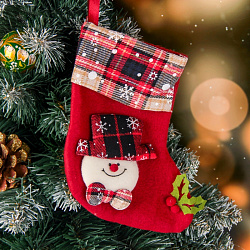 Носок новогодний "Рождественская песня" текстиль, красный