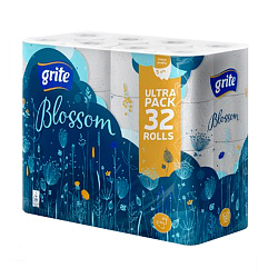 Бумага туалетная GRITE Blossom (1х32) 3 слоя 18,75 м/рулон