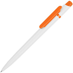 Ручка шарик/автомат "Этюд" пласт., глянц., белый/оранжевый, стерж. синий