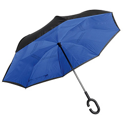 Зонт-трость п/автомат. 109 см, ручка пласт. "Flipped" реверсивный, синий/черный