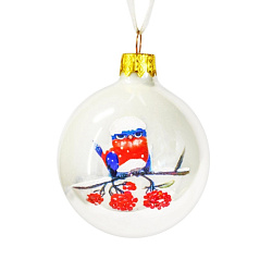Шар елочный декоративный "Веселый снегирь" d6 см, стекл., разноцветный