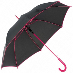 Зонт-трость п/автомат. 103 см, ручка пласт. "Paris" черный/розовый