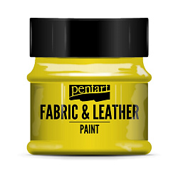 Краски д/текстиля "Pentart Fabric & Leather paint" желтый, 50 мл, банка