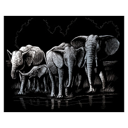 Набор для творчества "Стадо слонов", гравюра, серебряная фольга
