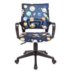 Кресло детское Бюрократ BUROKIDS 1 ткань, черный космонавт, крестов. пластик