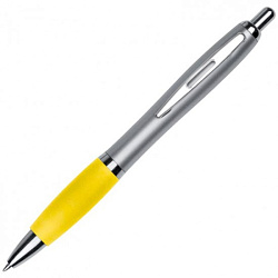 Ручка шарик/автомат "St.Peterburg" 0,7 мм, пласт./метал., серебристый/желтый, стерж. синий
