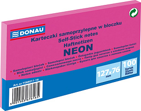 Бумага д/з на кл. осн. 76*127 мм "Donau Neon" 100 л., розовый неон