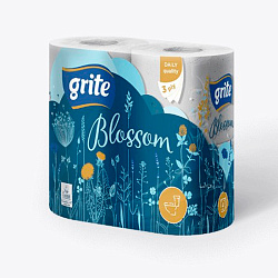 Бумага туалетная GRITE Blossom (1х4) 3 слоя 18,75 м/рулон