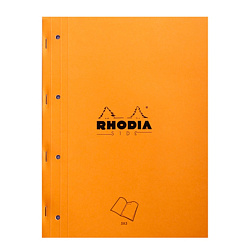 Блокнот А4+ 223*297 мм, 80 л., в клетку "Rhodia" скоба сбоку, обл. карт., оранжевый