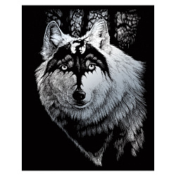 Набор для творчества "Волк-дракон", гравюра, серебряная фольга