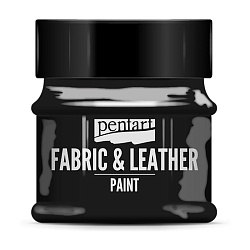 Краски д/текстиля "Pentart Fabric & Leather paint" черный, 50 мл, банка