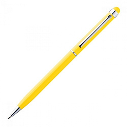 Ручка шарик/автомат "New Orleans" 0,7 мм, метал., со стилусом, желтый/серебристый, стерж. синий