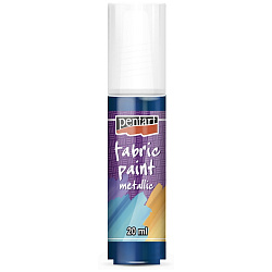 Краски д/текстиля "Pentart Fabric paint metallic" синий , 20 мл, банка