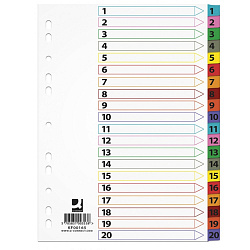 Разделитель на 20 делений А4 "Mylar Q-connect" карт., с маркир., ассорти