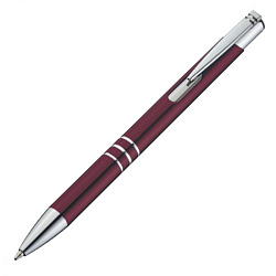 Ручка шарик/автомат "Ascot" 0,7 мм, метал., бордовый/серебристый стерж. синий