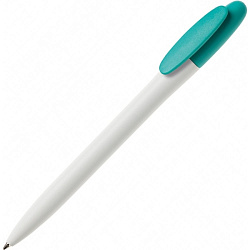 Ручка шарик/автомат "Bay MATT BC" 1,0 мм, пласт., матов., белый/бирюзовый, стерж. синий