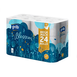 Бумага туалетная GRITE Blossom (1х24) 3 слоя 18,75 м/рулон