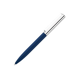 Ручка шарик/автомат "Bright Gum" 1,0 мм, метал., софт., т.-синий/серебристый, стерж. синий