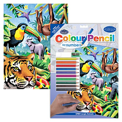 Набор для творчества "Джунгли",  цветными карандашами 