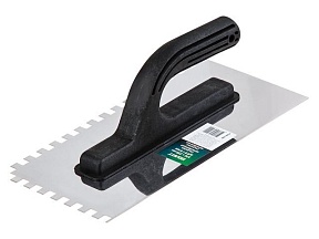 Гладилка нерж. 130х270мм зуб 8х8мм ВОЛАТ (для нанесения клея плиточного, клея для блоков, гребенка)