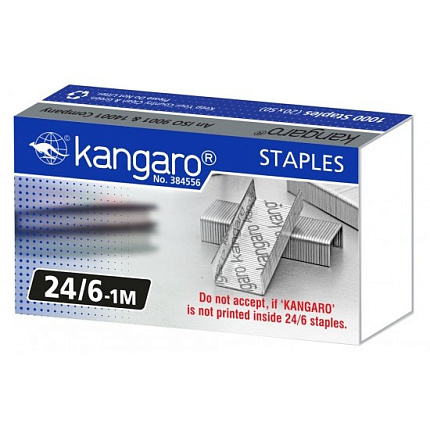 Скоба 24/6 "Kangaro" 800 шт., черный