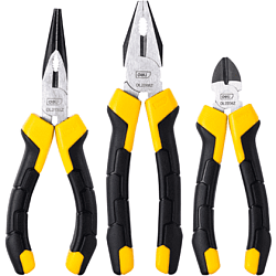 Плоскогубцы "Deli" набор 3 шт., Cr-V, черный/желтый