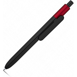 Ручка шарик/автомат "Kiwu" 0,7 мм, пласт., глянц., черный/красный, стерж. синий