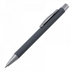 Ручка шарик/автомат "Abu Dhabi" 0,7 мм, метал., софт тач., графит/серебристый, стерж. синий
