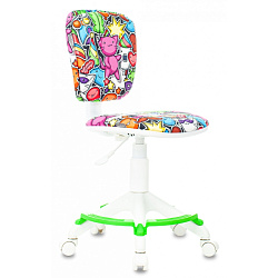 Кресло детское Бюрократ CH-W204/F ткань, мультиколор маскарад, крестов. пластик, корпус белый, подст.для ног 