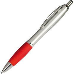 Ручка шарик/автомат "St.Peterburg" 0,7 мм, пласт./метал., серебристый/красный, стерж. синий