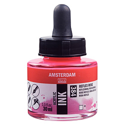 Краски жидкий акрил "Amsterdam" 384 флуоресцентный розовый, 30 мл., банка