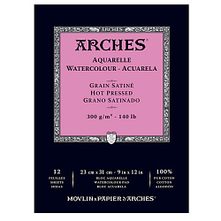 Блок-склейка бумаги для акварели "Arches" 100% хлопок, гор.пресс, 23*31, 300г/м, 12л