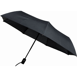 Зонт складной автомат. 98 см, ручка пласт. "LGF-403" ветрозащитный, 3-х секционный, в чехле, черный