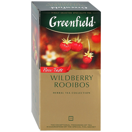 Чайный напиток "Greenfield" 25 пак*1,5 гр., черный, с кусочками земляники и клюквы, Wildberry Rooibos